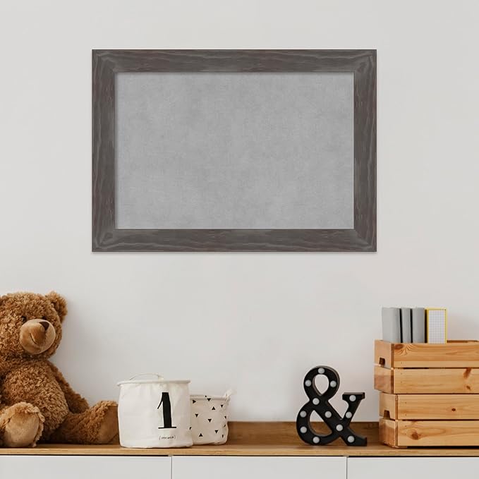 Amanti Art Grey Framed Magnetic Board 15x21 Small Vision Board for use with Magnets, 100% Metal Sheet to Display Items as Office Decor or for Home Organization in mudroom, Kitchen or Kids Room