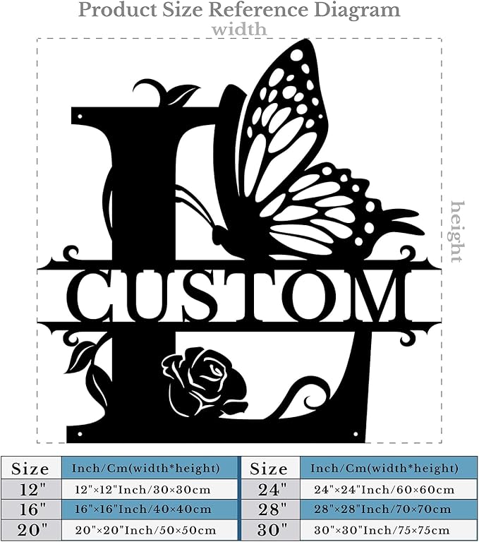 Personalized Custom Letter Name metal Signs,Custom Black Letter Monogram Wall Art Decor,Metal Signs Plaques Outdoor wall Decorative Signage (L)