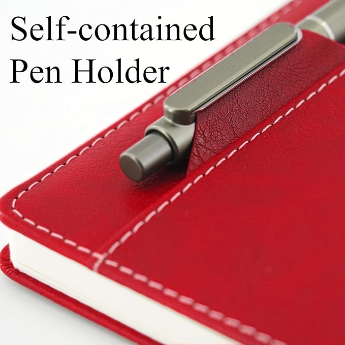 SLFreMint Premium Hardcover Notebook with Pen and Pen Holder Clip, Card Pockets, 240 Pages, College Ruled, 80GSM, Leather Note Book for Work, Study, Diary and Other Scenarios, Suitable Journal for Both Men and Women
