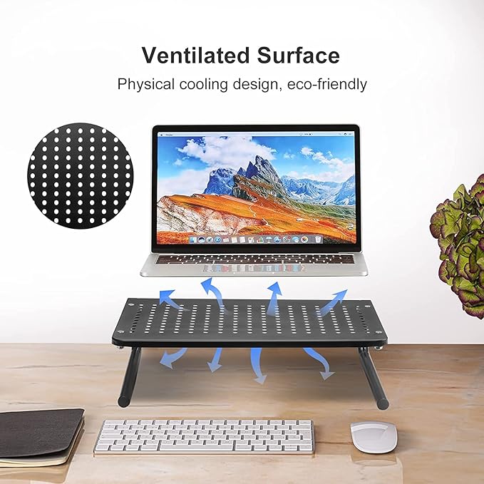 suptek Monitor Stand Riser for Computer,Laptop,Printer, Notebook and All Flat Screen Display with Vented Metal Platform and 4 Inches Height Underneath Storage (MST004)