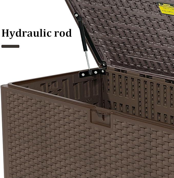 Decksplore 180 Gallon Pro Outdoor Storage Box Waterproof Lockable Resin Deck Box Large, Patio Storage Bin for Pool Accessories Cushion Furniture, Garden Tools, UV-Resistant Outside Delivery Brown