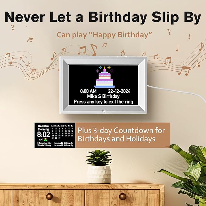GOLOZA 7'' Digital Dementia Clock, Talking Clock with 10 Volumes, 6 Display with 10 Color Modes, Auto Dimmable, Alarms & Birthday & Holiday Reminders, 3 Pill Reminders Clocks for Seniors