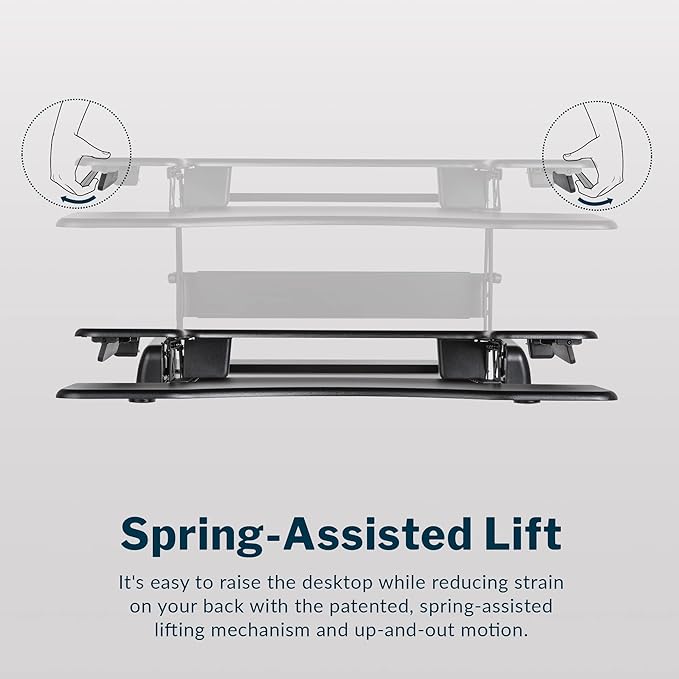 Vari VariDesk Pro Plus 36 - Adjustable Desk Converter with 11 Height Settings - Laptop Sit Stand Desk Riser for Home Office, Table Tops, Workspace - Fully Assembled with Spring Loaded Lift - Black