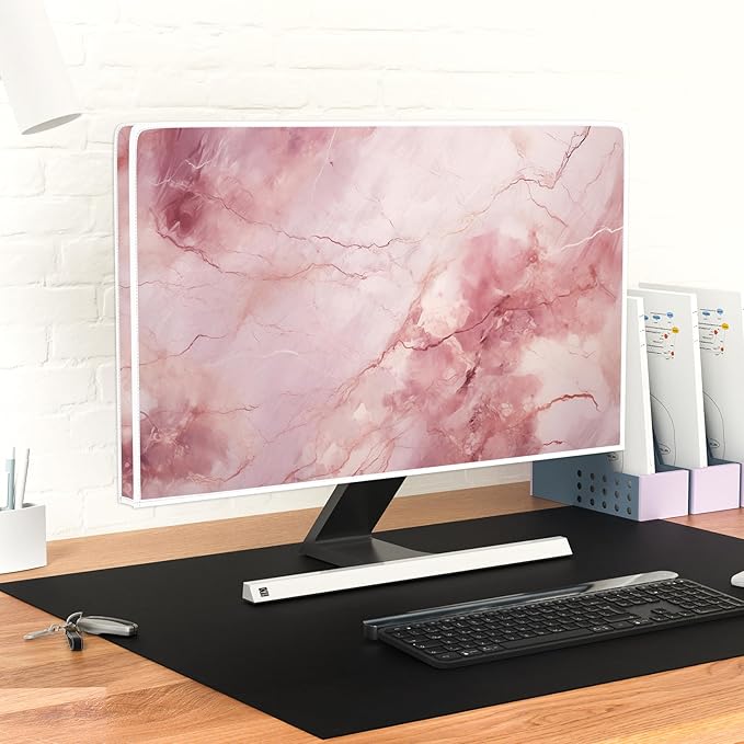 Baocicco Fashion Pink Marble Waterproof Television Cover 32 Inch Full Body Covers for Television Screen Panel Case Computer Sleeve Compatible with PC, Desktop and TV LED LCD OLED Decorations