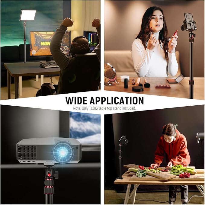 NEEWER Extendable Camera Desk Mount with Ball Head, 17"-40" Adjustable Table Light Stand with 1/4" Screw & C Clamp for DSLR Camera, Ring Light, Live Stream, Vlog, Max Load: 6.6lb/3kg, TL283 (RED)
