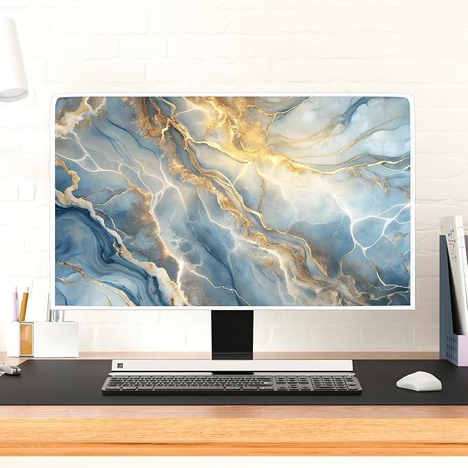 Baocicco Gold Blue Waterproof Screen TV Cover 58, 59, 60 Inch Modern Full Body Covers for Television Screen Panel Case TV Sleeve Compatible with Television LCD LED PC, Desktop and Home TV