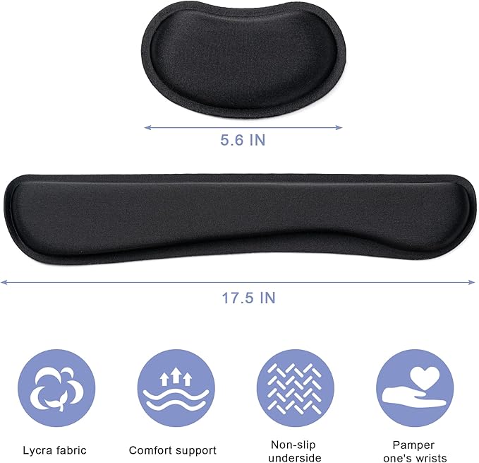 Hoewina Keyboard Wrist Rest,Ergonomic Wrist Rest,Superfine Fabric and Gel Memory Foam Wrist Pad for Computer Keyboard for Easy Typing & Pain Relief, Suitable for Office, Family, Outdoor, Gray