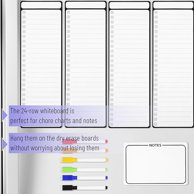 Mr. Pen- 4" x 12" Magnetic Dry Erase to Do List, 11 pcs, 4X Dry Erase to Do List White Board, 6X Colorful Whiteboard Markers and 6" x 4" Magnetic Whiteboard Note