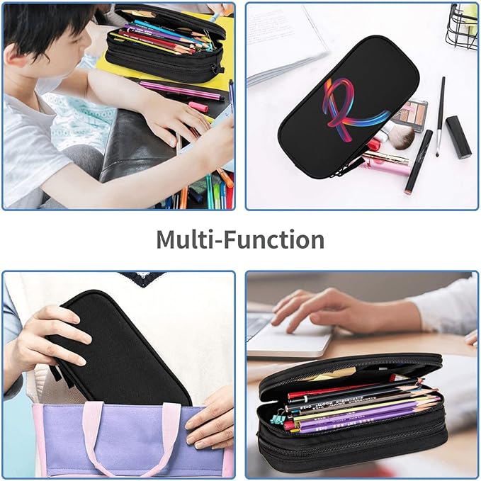 Pazacon Cute Initial Pencil Case for Kids Students, Large Capacity Pencil Pouch for Boys Girls, Letter Design Pencil Box Pen Bag Office Stationery Organizer, Rainbow Letter R