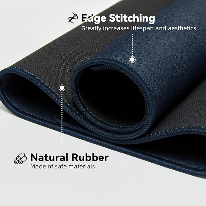 Reniteco Waterproof Large Gaming Mouse Pad with Durable Stitched Edges, Non-Slip Rubber Base, Grainy Jacquard Mouse Mat Desk Pad for Home Office Gaming, 31.5''x11.8''x0.12'', Matte Navy Blue