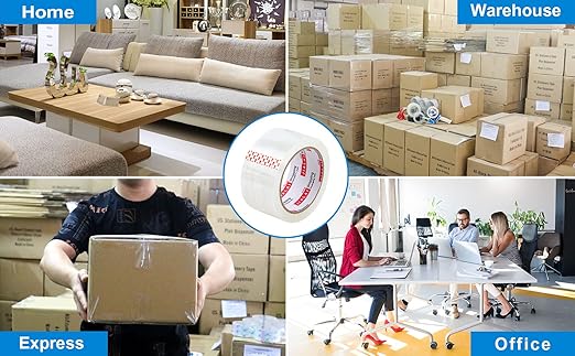 JIALAI HOME Heavy Duty Transparent Packing Tape,6 Rolls with Refillable Dispenser,Industrial Grade Packaging Tape for Shipping Moving Sealing,1.88 inches x 55 Yards Per Roll