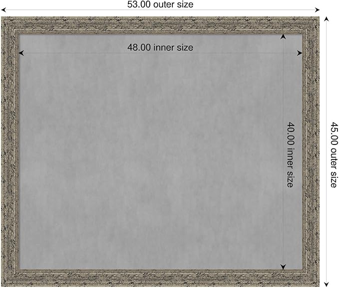 Amanti Art Silver Framed Magnetic Board 45x53 Oversize Vision Board for use with Magnets, 100% Metal Sheet to Display Items as Office Decor or for Home Organization in mudroom, Kitchen or Kids Room