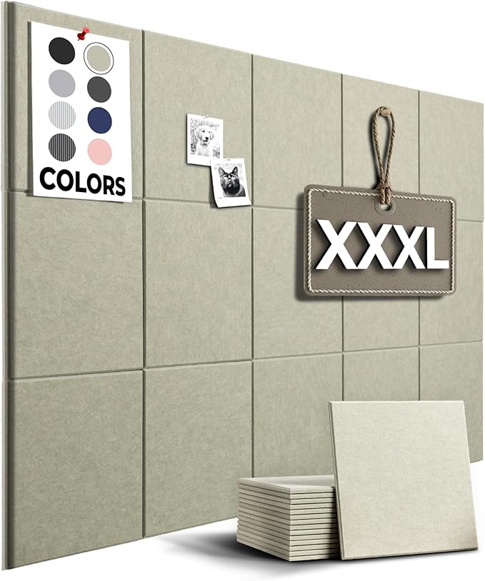 Corkboards for Wall, 59"x36" | 15 Pack | Cork Board Squares, Pin Up Board, Office Board for Wall, Big Bulletin Board, Cork Roll with Adhesive Backing (Sage Green)