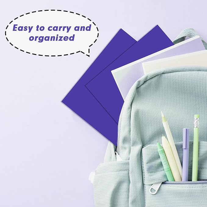 Two Pocket Folders, RAZCC 50 Pack 2 Pocket Folders Fit Letter Size Paper, Paper Folders with Pockets for School Office Business Home (Purple)