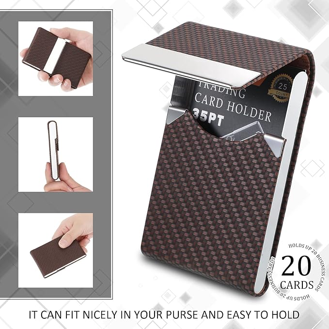 Eaasty 4 Pcs PU Leather Business Card Holder Case with Magnetic Clasp Pocket RFID Blocking Metal Business Card Holder Wallet Organizer(Multicolor,Classic Style)