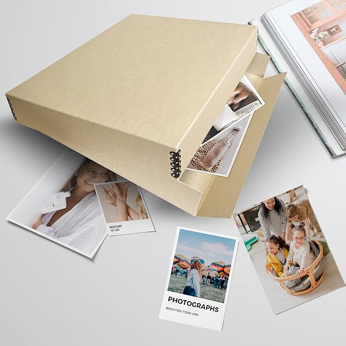 Lineco Museum Archival Storage Box, 17.75x22.75x3 in. Drop Front Design. Acid-Free with Metal Edge. Organize Photos, Pictures, Prints, Documents, Crafts, DIY. Tan, 2 Pack
