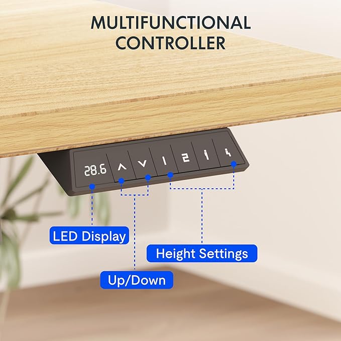 FLEXISPOT EN2 Whole-Piece Standing Desk with Clamp Power Strip, 55 x 28 Electric Stand Up Height Adjustable Desk with Cable Management (Black Frame + 55" Maple Top, 2 Packages)