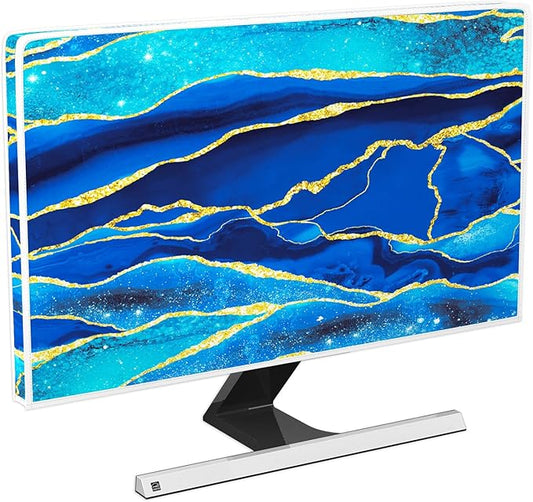 Baocicco Royal Blue Marble Waterproof TV Cover 45, 46, 47, 48 Inch Creative Design Monitor Accessories Laptop TV LCD Screen Television Decoration for Tablet LED LCD OLED TVs Decorations