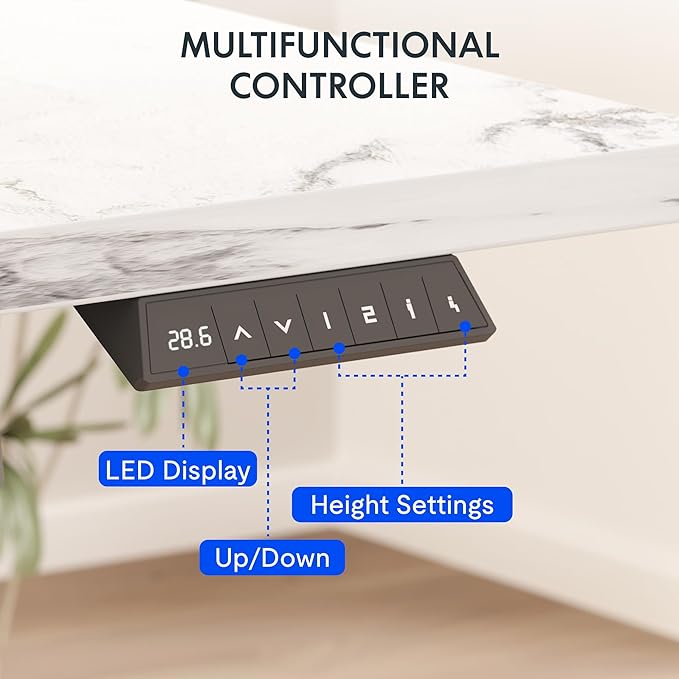 FLEXISPOT EN2 Whole-Piece Standing Desk with Clamp Power Strip, 48 x 24'' Electric Stand Up Height Adjustable Desk with Cable Management (Gray Frame + 48" Marble Gray, 2 Packages)