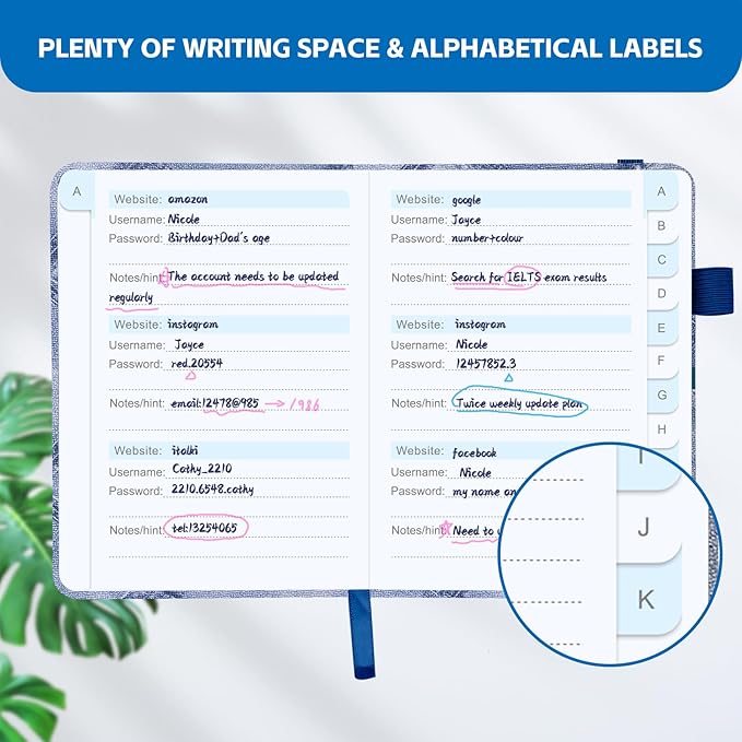 MOSA BEAR Password Keeper Book with Alphabetical Tabs，4.3"x5.7" Small Password Books for Seniors Password Notebook for Internet Website Address Log in Detail(NZSL)