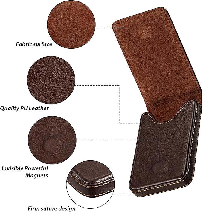 Outus 2 Pieces Business Card Holder, PU Leather Business Card Case Pocket Wallet with Magnetic Shut for Valentines Gift Men Women(Coffee and Blue,Classic)