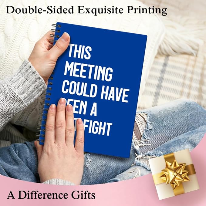 XQLZY This Meeting Could Have Been A Fist Fight Klein Blue Spiral Notebook, Funny Corporate Humor Notepad, Office Sarcastic Humor Gifts for Men Women Coworker BFF Friend, Coworker Christmas Gifts