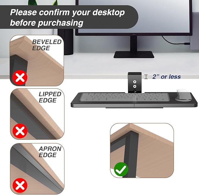 Large Under Desk Rotatable Computer Keyboard and Mouse Tray, Extra Sturdy Desk Swivel Clamp, Ergonomic Keyboard & Mouse Tray for Typing in Home, Office Work, 23 x 10 Inch