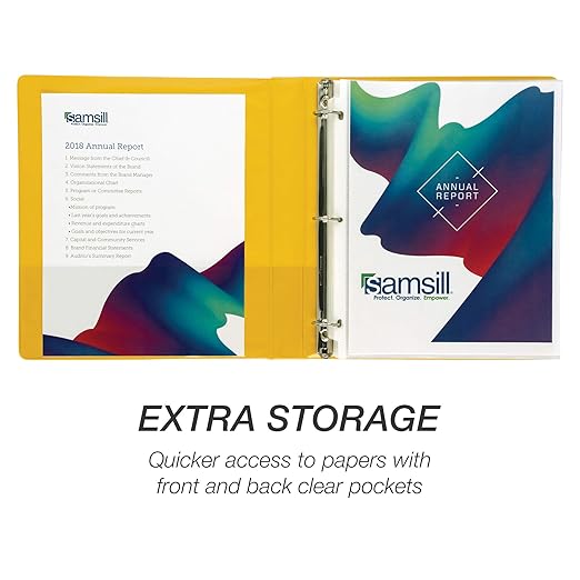 Samsill 1 Inch 3 Ring Binder, Made in USA, Economy Round Ring, Clear View Cover, 200 Sheet Capacity - for School, Home, Office - Lemon Yellow