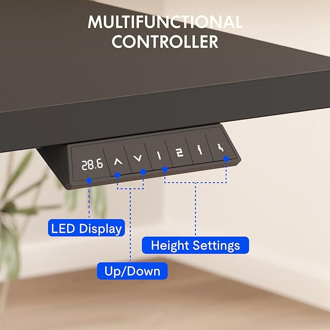 FLEXISPOT EN2 Whole-Piece Standing Desk with Clamp Power Strip, 48 x 30 Electric Stand Up Height Adjustable Desk with Cable Management (Gray Frame + 48" Black Top, 2 Packages)