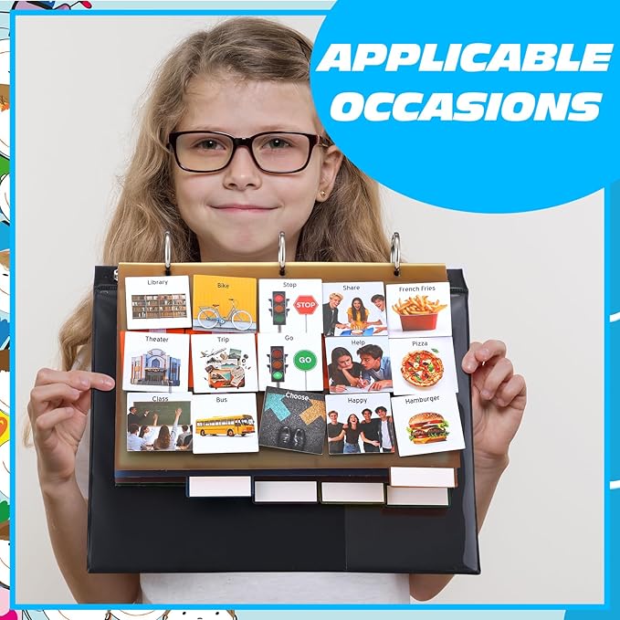 Communication Book Bulk 162 Laminate Icon Plastic Picture Cards with 5 Multicolor Dividers 1 Sentence Strip Sturdy for Autism Vocabulary Language Speech Articulation Learning Supplies