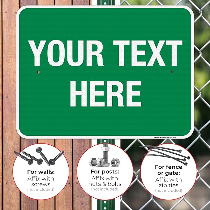 Personalized Custom Green Background Customize for Office, Business, Workplace, Home, Airbnb, Delivery Sign, 18x24 Inches, 3M EGP Reflective .080 Aluminum, Fade Resistant, Made in USA by Sigo Signs