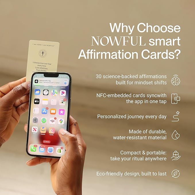 Smart Affirmation Cards – Daily Mindfulness, Motivation & Self Care Deck with Phone Tap App for Personalized Guidance, Emotional Clarity & Positive Rituals