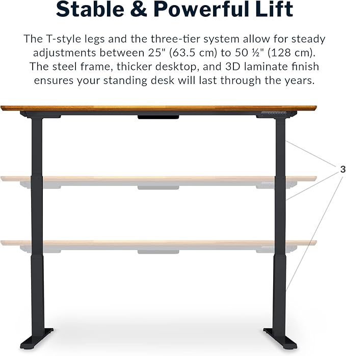 Vari Classic Electric Standing Desk - VariDesk Height Adjustable Sit/Stand Desk - Dual Motor with Memory Presets, Stable Legs - Gaming, Home Office Workstation - 72x30 (Butcher Block/Slate Legs)