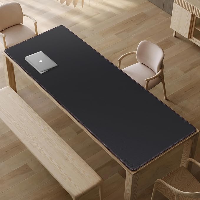 ZORESYN Office Desk Pad 78.7x31.5inch, Large Mouse pad Desk Mat, Waterproof PU Leather Desk Blotter Protector Desk Accessories with Non Slip Base for Home Office (Black)