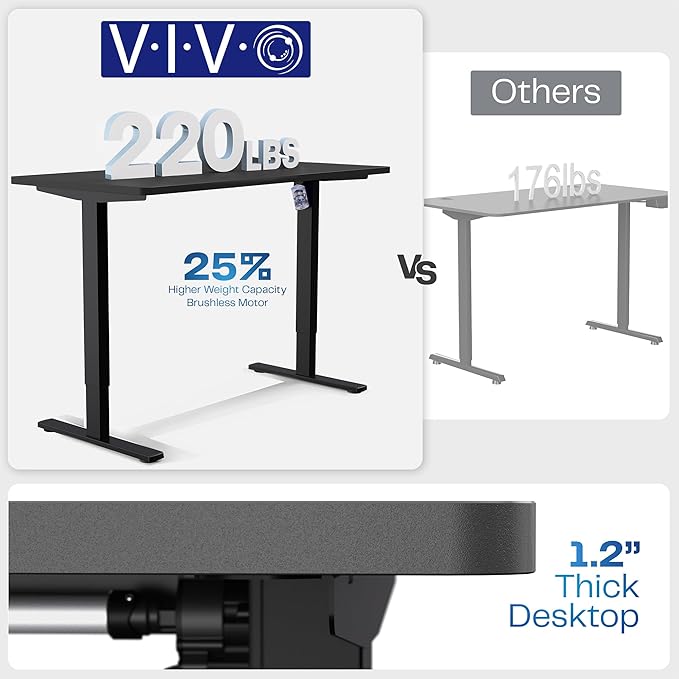 VIVO Electric 71 x 30 in Standing Desk with Full-Size RGB Mouse Pad, Memory Height Adjustment, 1B Series, Holds 220 lbs, Black Top Black Frame, DESK-KIT-1B7BP