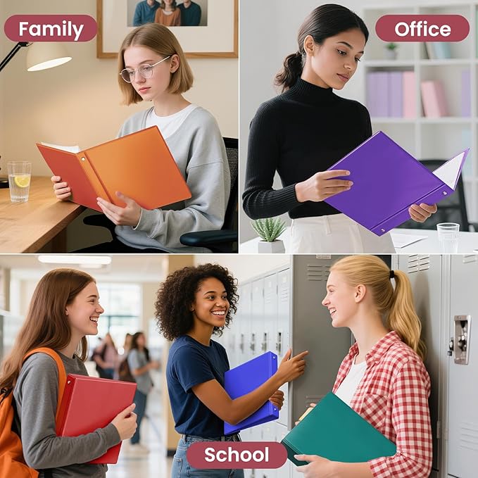 SUNEE 3 Ring Binder 1 Inch 1 Pack, Clear View Three Ring PVC-Free (Fit 8.5x11 Inches) for School or Office Supplies, Red