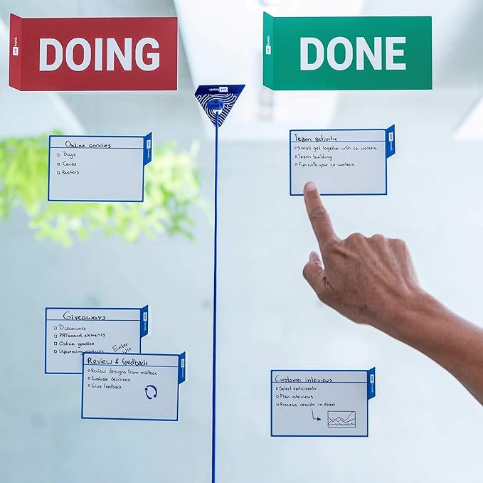 PATboard Scrum Board and Kanban Board - 16 Task Cards Medium - with nanocups® for Glass - Green