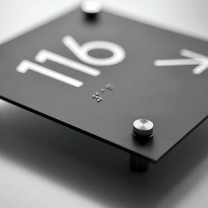 Bsign Office Door Numbers - Acrylic Room Signs - Gray Door Plates