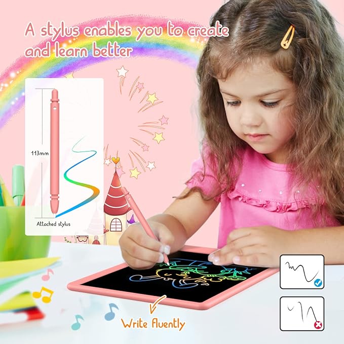 BUKEBU Toddler Toys for 3-6 Years Old Girls Boys, LCD Writing Tablet 8.5 Inch Doodle Board, Electronic Drawing Tablet, Drawing Pads,Travel Gifts for Kids Age 3 4 5 6 7 Year Old Girls Boys (Pink)