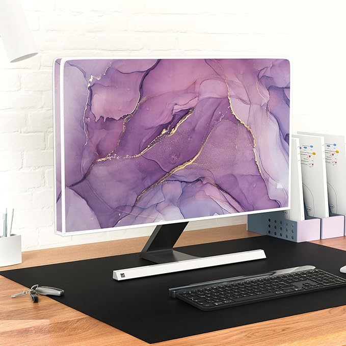 Baocicco Fashion Violet Marble Waterproof TV Dust Cover 40, 41, 42，43 Inch Anti-Static Dustproof Creative Design TV Screen Cover TV Screen Covers Sleeve Compatible with PC Desktop and TV LED LCD OLED