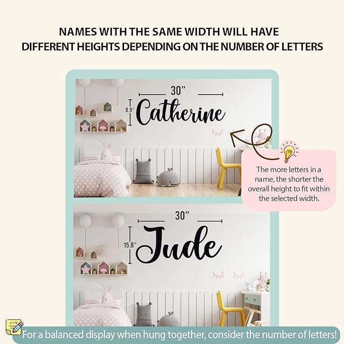 Personalized Wooden Name Sign for Nursery - Custom Name Signs for Kids Room, Personalized Nursery Name Sign - Perfect Room Decoration, Wall Name Decoration & Wedding signs, Family Name Signs (Single Name)