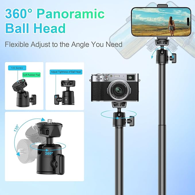 Ailight Camera Desk Mount Webcam Stand, Adjustable Table Camera Stand with 1/4" Screw & C Clamp Overhead Tripod Webcam Mount for Logitech Obsbot insta360 Anker and Others