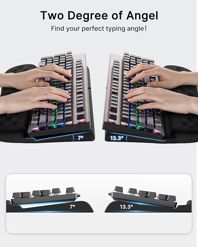 Laborio Keyboard Wrist Rest Stand for Desktop, 2 Angle Adjustment Ergonomic Computer Keyboard Stand Key Board Riser Holder with Wrist Support for Office, Home, Desk