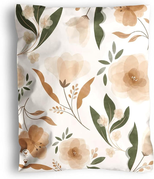 Poly Mailers 14.5 x 19 Inch- 100 pack Biodegradable Shipping Bags for Clothes and Large Items - Impack Self-Seal Waterproof Thick Mailing Envelope for Accessories & Clothing - Camelia Bloom