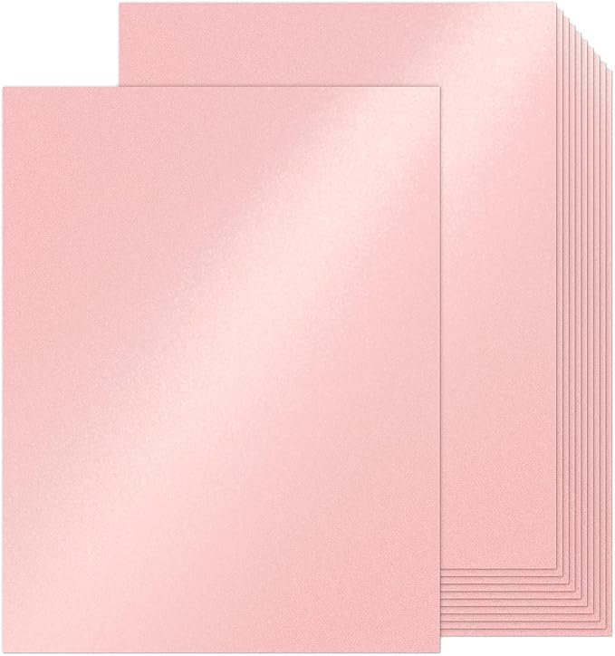 100 Sheets Pink Shimmer Cardstock 8.5 x 11 Iridescent Paper, Goefun 80lb Card Stock Printer Paper for Invitations, Valentines Day, Crafts, DIY Cards