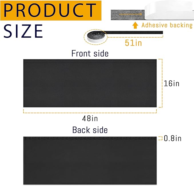 HolyMaji 48" Under Desk Privacy Panel Self-Adhesive Modesty Panel 600D Heavy Duty Desk Skirt Privacy Divider for Office Home or Standing Workstation Concealer Shield