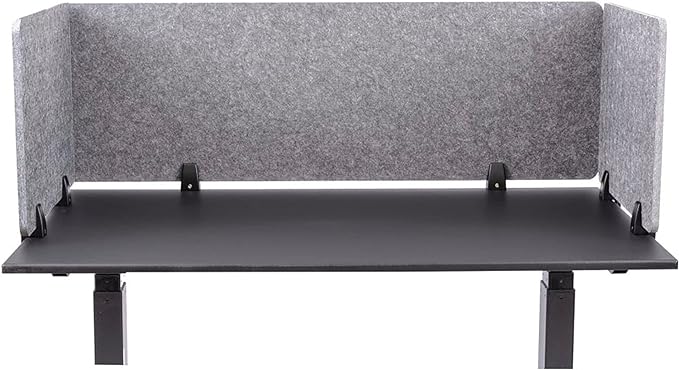 Stand Up Desk Store ReFocus Raw Clamp-On Acoustic Desk Divider Mounted Privacy Panel to Reduce Noise and Visual Distractions (Castle Gray, 47.25" x 16")