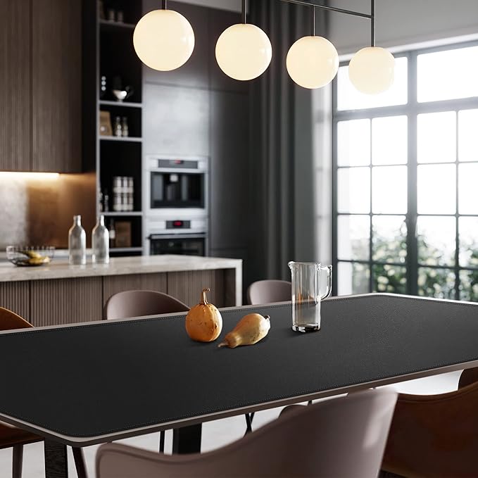 CENNBIE 71" x 35.5" Leather Desk Mat, Extra Large Desk Pad Blotter Protector, Extended Non-Slip Table Pad, Waterproof PU Leather Desk Mat on top of desks Large for Office and Home (Black)