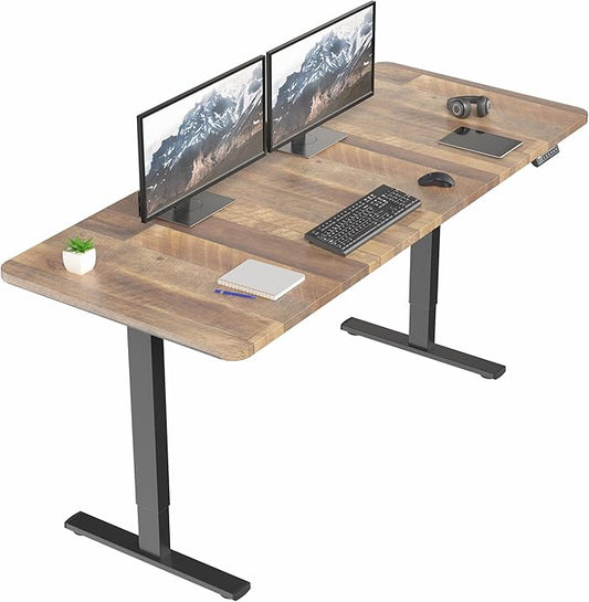 VIVO Electric 71 x 30 in Standing Desk, Memory Height Adjustment, 1B Series, Holds 220 lbs, Reclaimed Wood Top Black Frame, DESK-KIT-1B7P