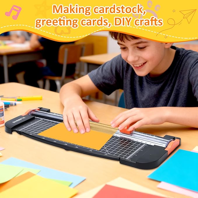 A4 Paper Cutter -12 Inch Paper Trimmer with 2pcs Replacement Blades with Safeguard Side Rulerfor Cut Gift Card,Coupon,Label, Cardstock,Photo